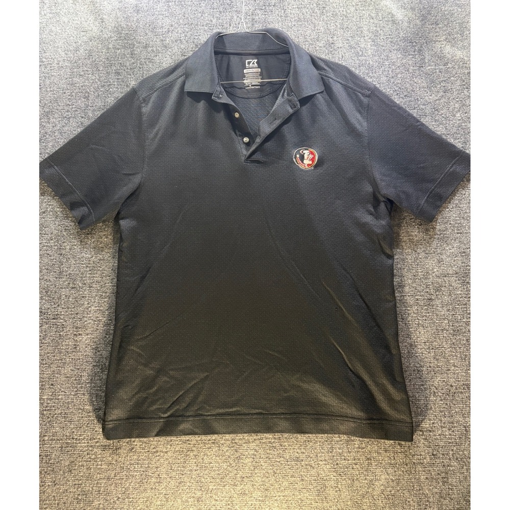 Cutter & Buck Florida State Seminoles Polo Mens XL Black CB DryTec Luxe FSU